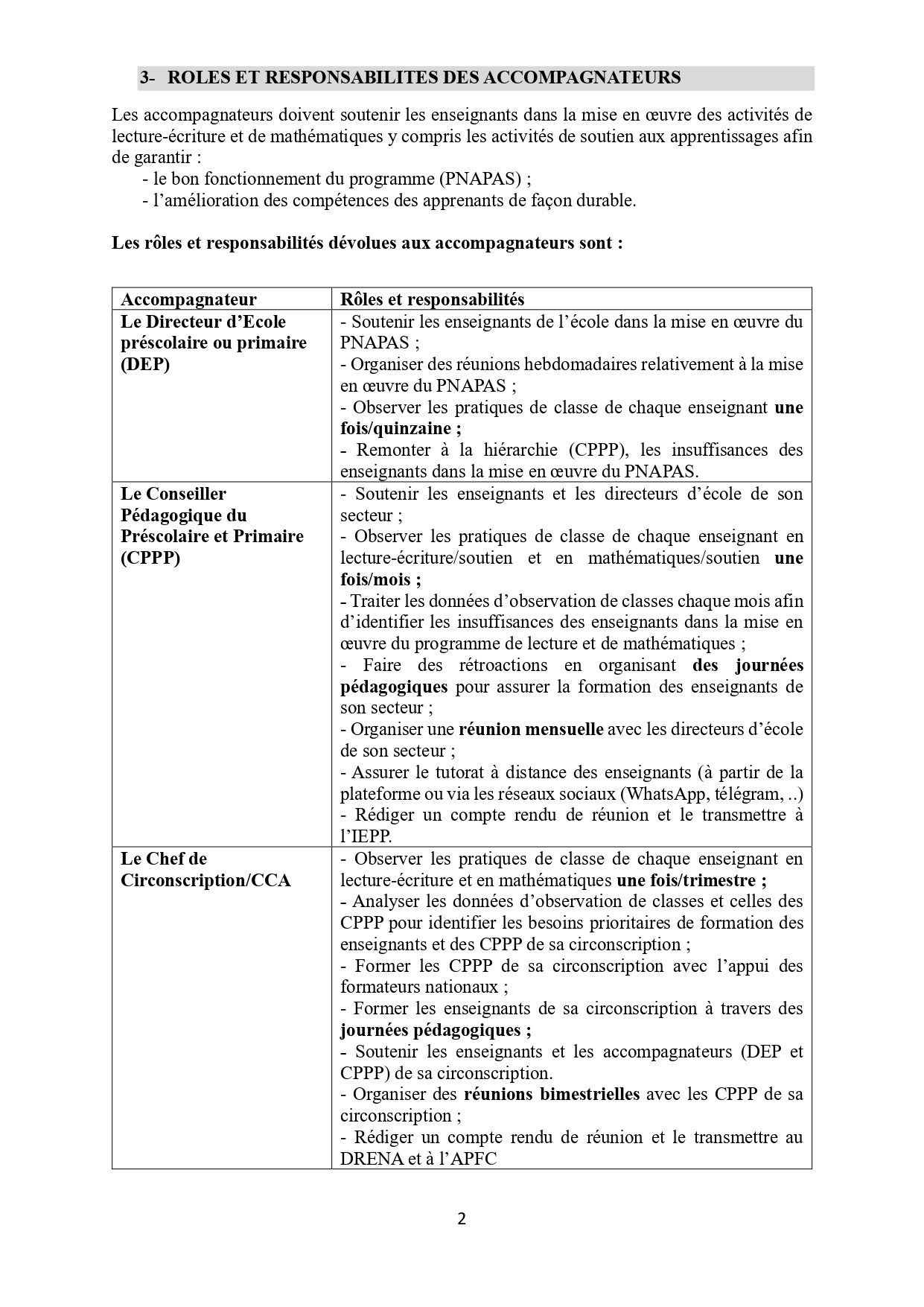 GUIDE DE SUIVI ET D’ACCOMPAGNEMENT PEDAGOGIQUE DES ENSEIGNANTS DANS LA MISE EN ŒUVRE DU PNAPAS