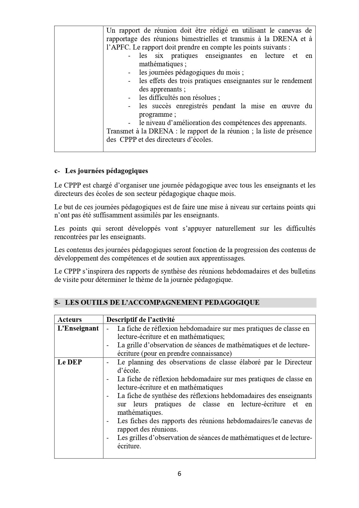GUIDE DE SUIVI ET D’ACCOMPAGNEMENT PEDAGOGIQUE DES ENSEIGNANTS DANS LA MISE EN ŒUVRE DU PNAPAS