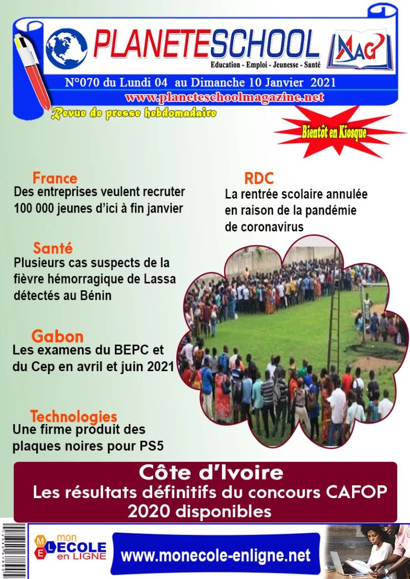 REVUE DE PRESSE N°70 DU 04 au 10-01-21